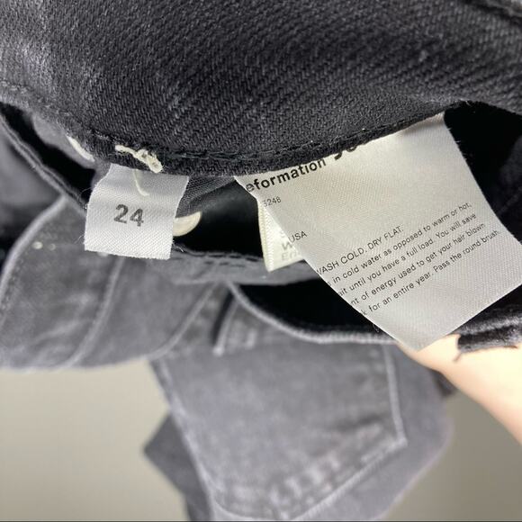 REFORMATION Serena High Skinny Jean Erie Wash Black Button Fly 24 - Picture 4 of 5